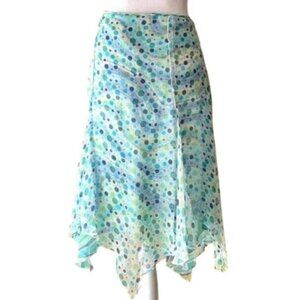 Sport Collection Silk Bias Cut Multi Dot Midi Skirt 6 Fairy Y2k Flowy Festival